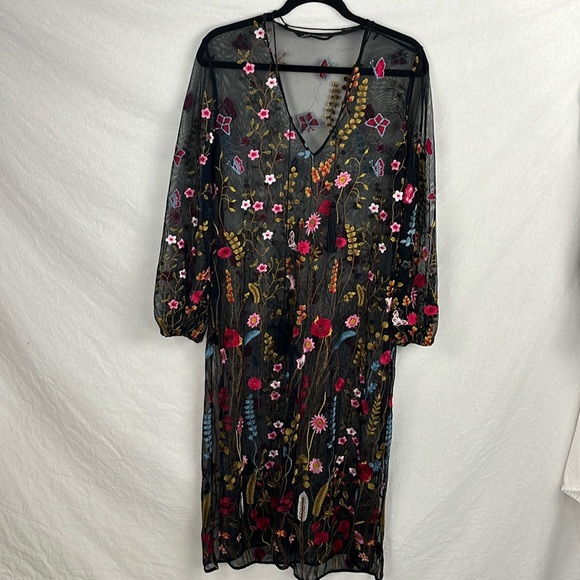 Zara Dresses & Skirts - Zara xs/small shear embroidered dress